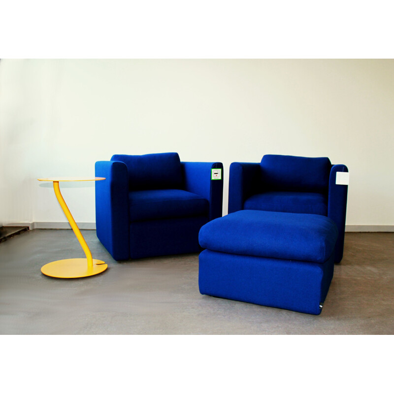 Pair of vintage armchairs and Hackney pouffe by Hay