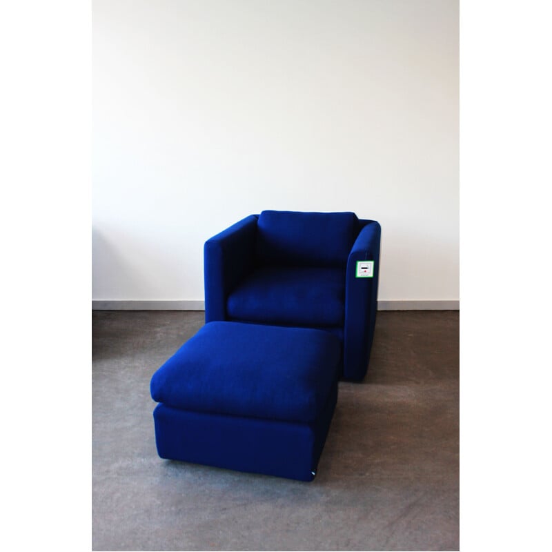 Pair of vintage armchairs and Hackney pouffe by Hay