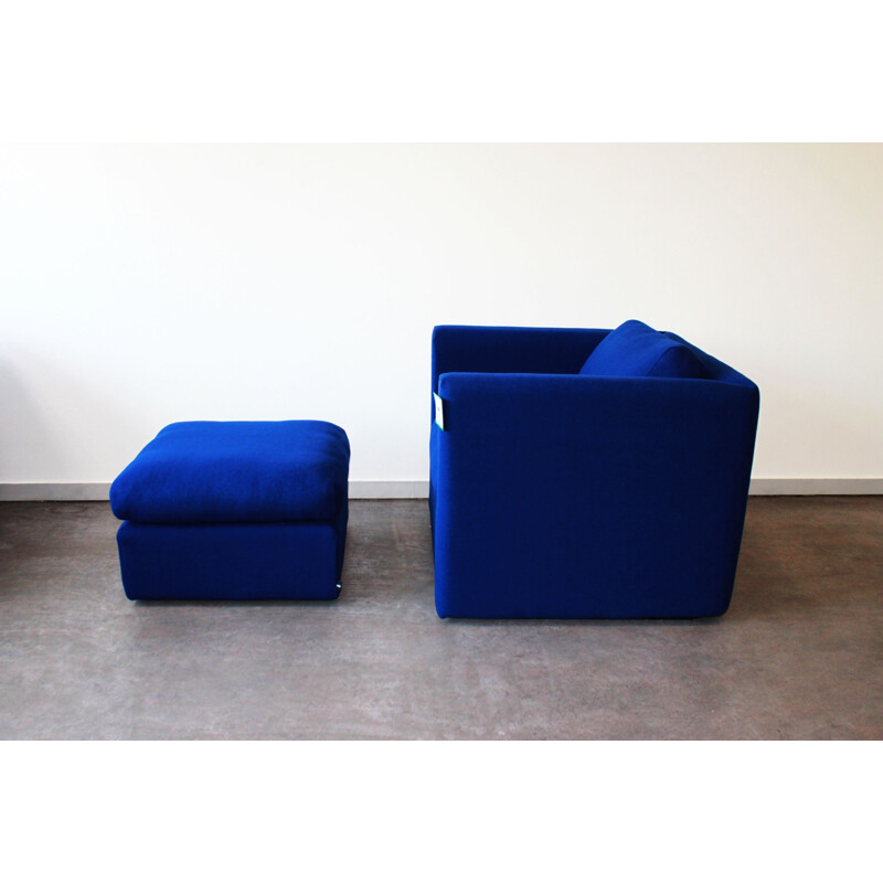 Pair of vintage armchairs and Hackney pouffe by Hay