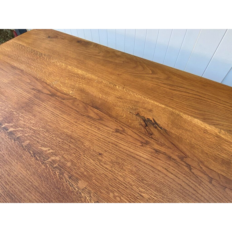 Vintage solid oak farmhouse monastery dining table 1950s