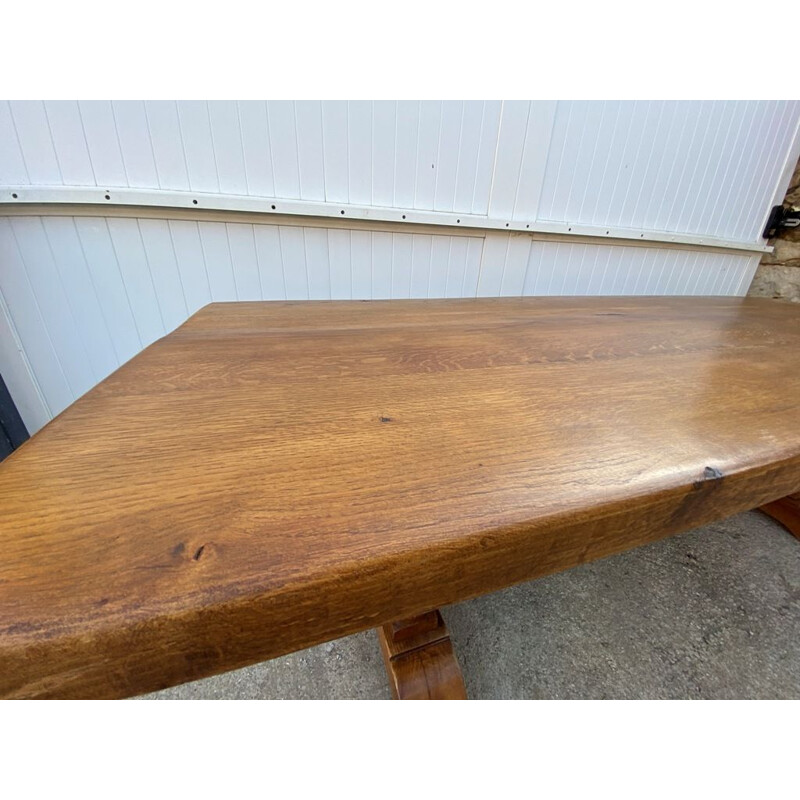 Vintage solid oak farmhouse monastery dining table 1950s