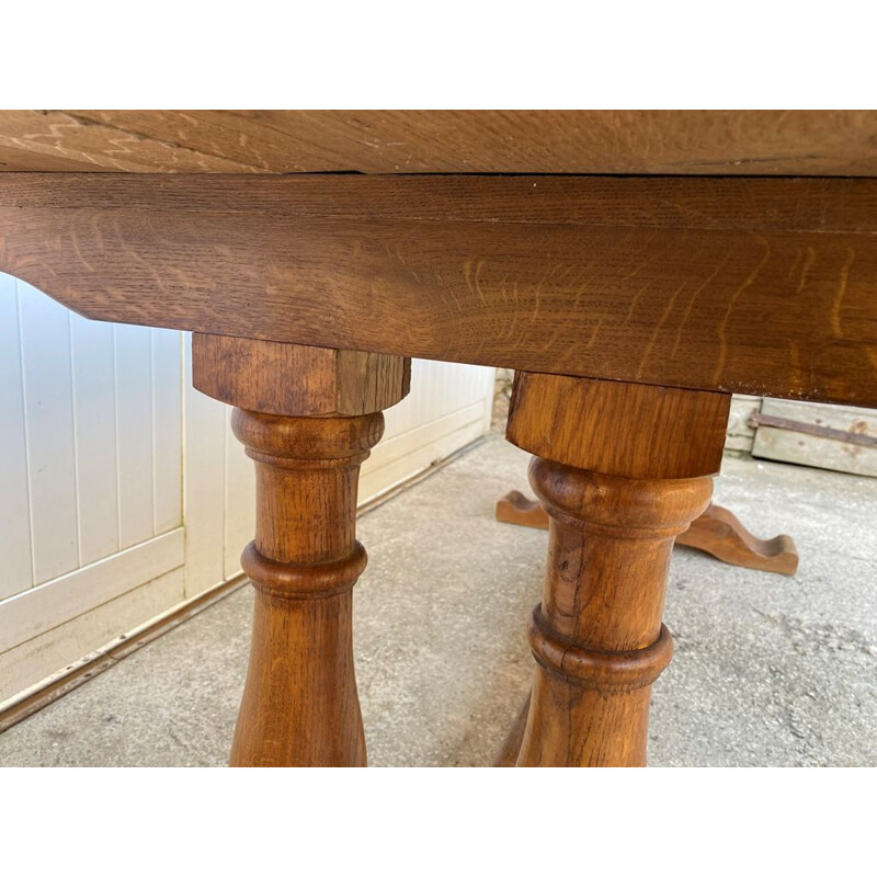 Vintage solid oak farmhouse monastery dining table 1950s