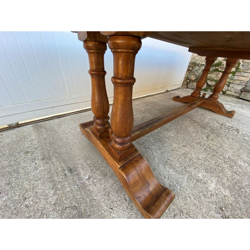 Vintage solid oak farmhouse monastery dining table 1950s