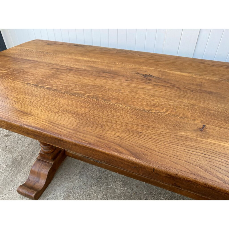 Vintage solid oak farmhouse monastery dining table 1950s