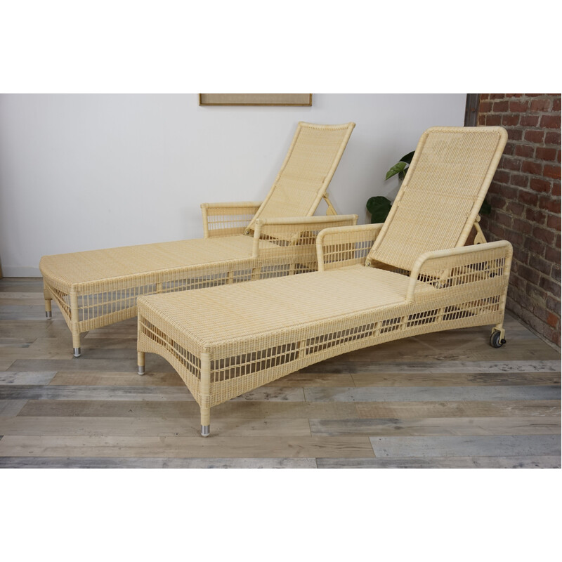 Pair of vintage lounge armchairs or relaxing sunbeds