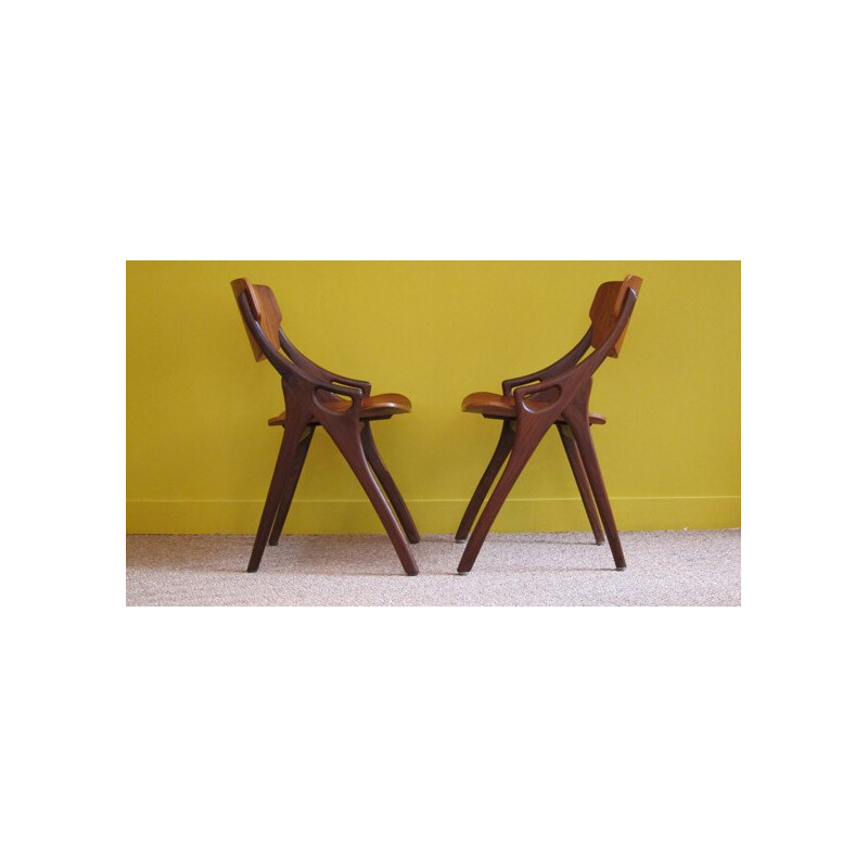 Pair of teak chairs, Arne HOVMAND-OLSEN - 50s