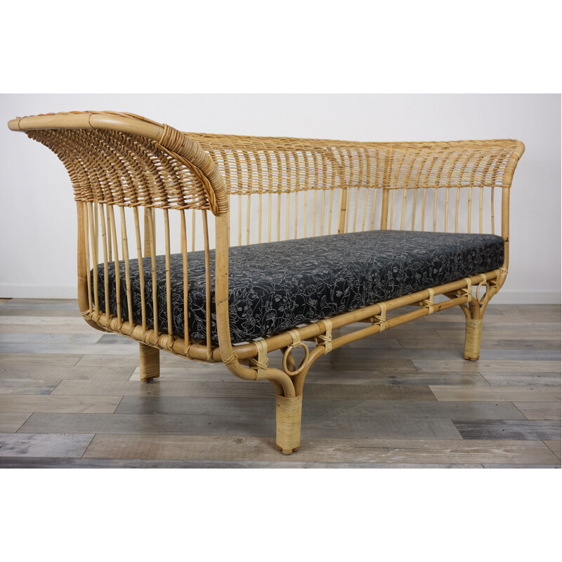 Vintage rattan sofa by Franco Albini, Italian 1950s