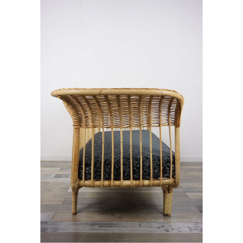 Vintage rattan sofa by Franco Albini, Italian 1950s