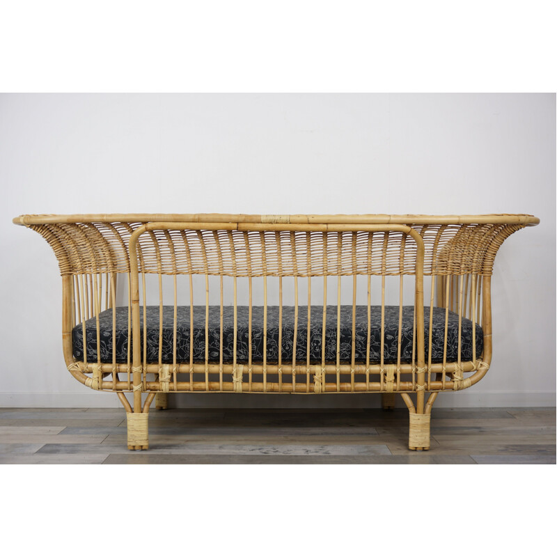 Vintage rattan sofa by Franco Albini, Italian 1950s