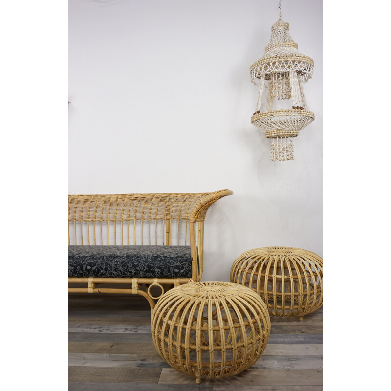 Vintage rattan sofa by Franco Albini, Italian 1950s