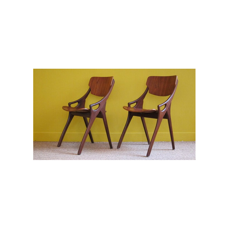 Pair of teak chairs, Arne HOVMAND-OLSEN - 50s