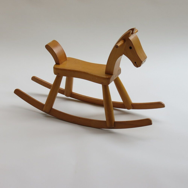 Cavalo de baloiço de madeira Vintage por Kay Bojesen, Dinamarca 1960