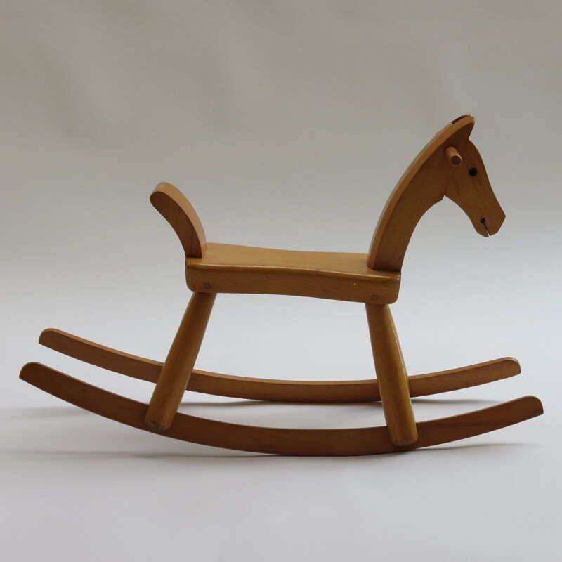 Vintage wooden rocking horse by Kay Bojesen, Denmark 1960