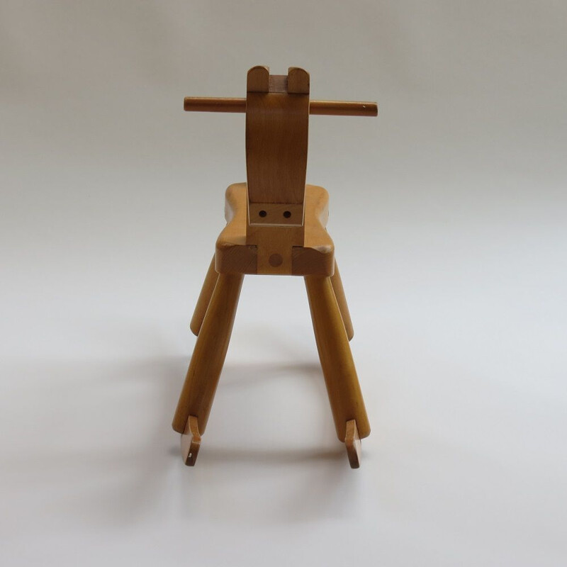 Vintage wooden rocking horse by Kay Bojesen, Denmark 1960