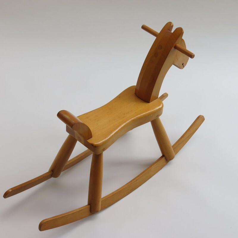 Vintage wooden rocking horse by Kay Bojesen, Denmark 1960