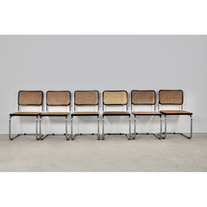 Lot de 6 chaises vintage noires B32 par Marcel Breuer