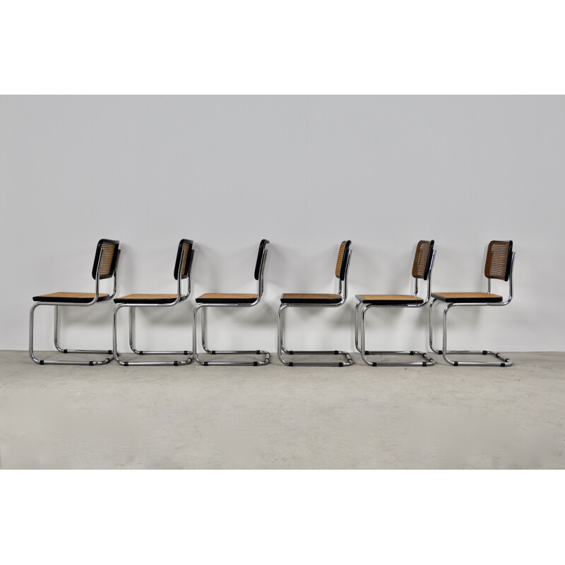 Lot de 6 chaises vintage noires B32 par Marcel Breuer
