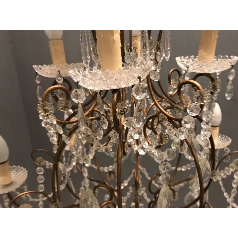 Vintage crystal chandeliers, Italy 1950