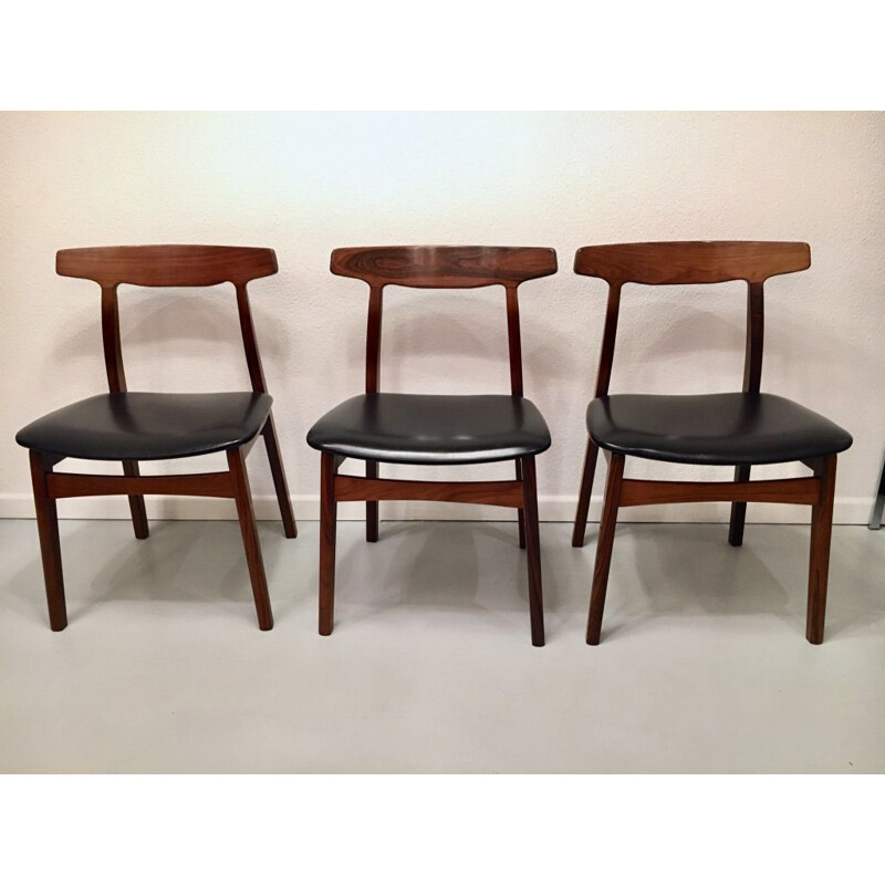 Set of 6 vintage rosewood chairs by Henning Kjaernulf, Denmark 1960s