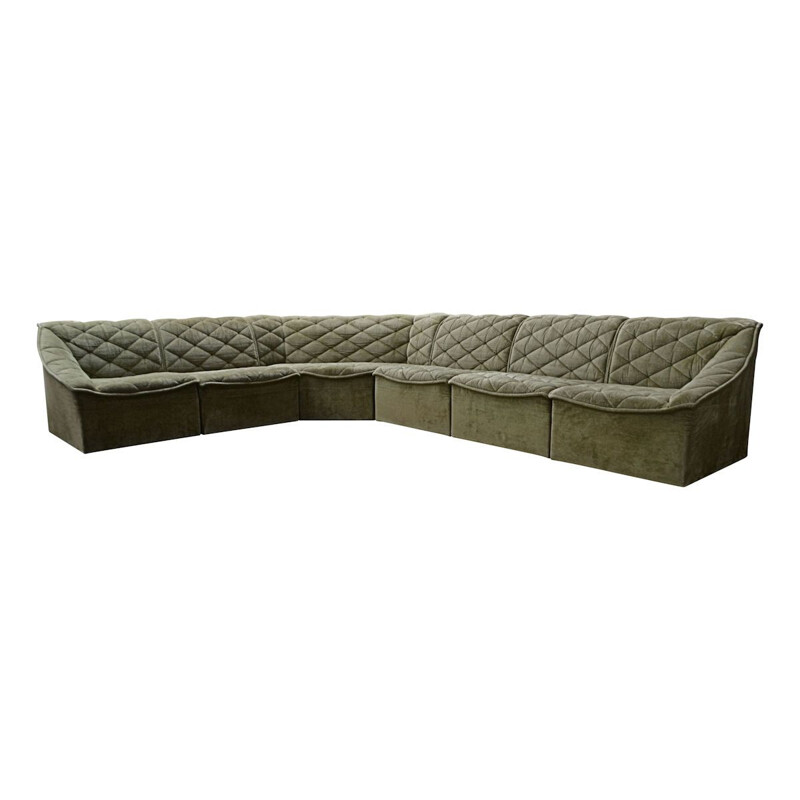 Vintage green velvet modular sofa