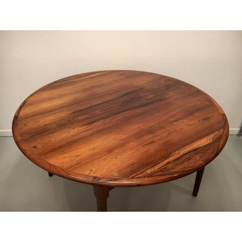 Vintage extensible dining table in rosewood from Rio CJ Rosengaarden, Denmark 1960s