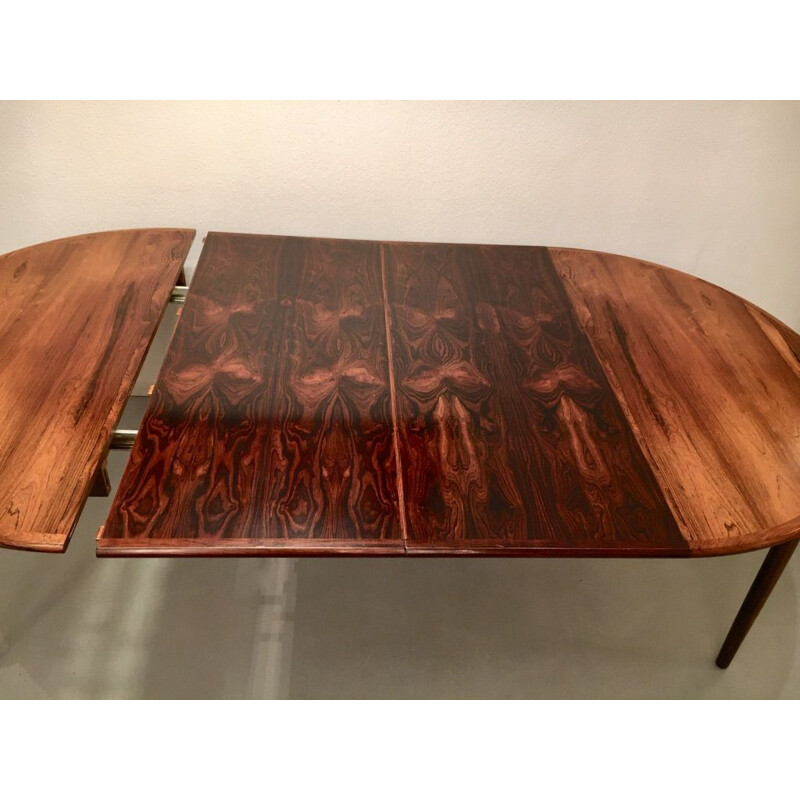 Vintage extensible dining table in rosewood from Rio CJ Rosengaarden, Denmark 1960s