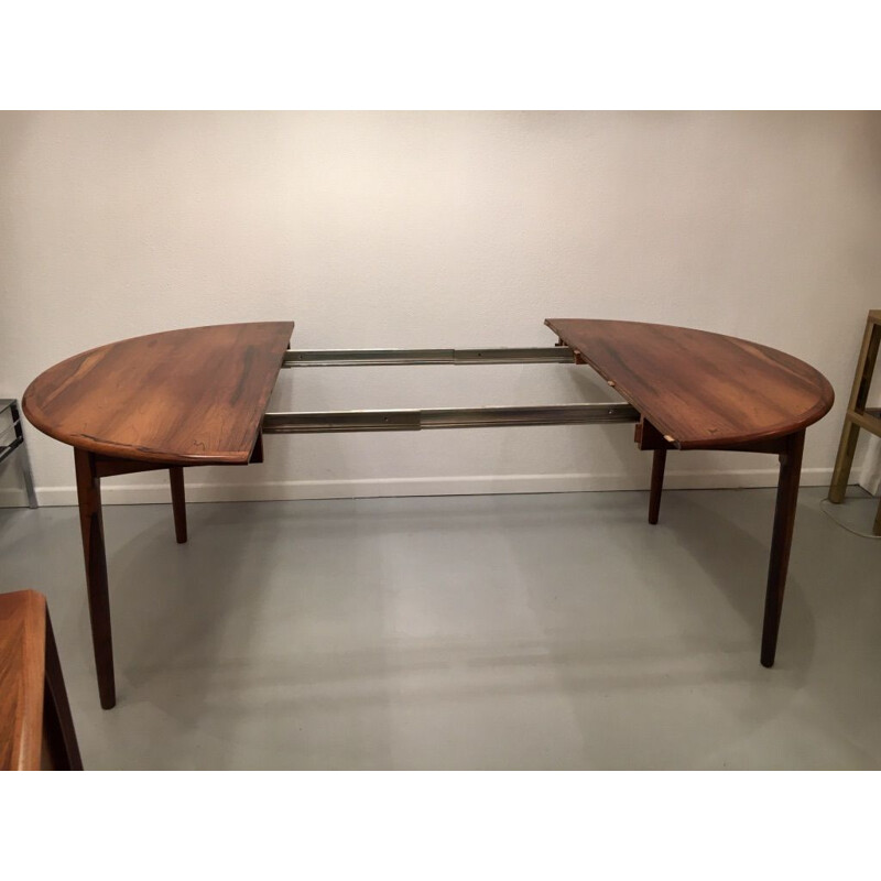 Vintage extensible dining table in rosewood from Rio CJ Rosengaarden, Denmark 1960s