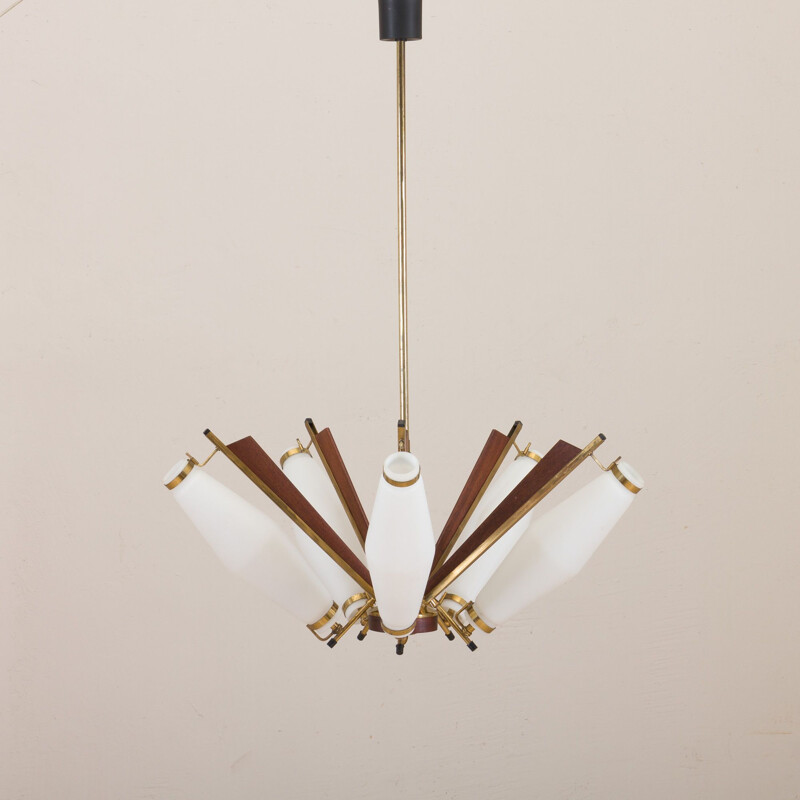Mid-century chandelier to Stilux Milano, Italian 1950s