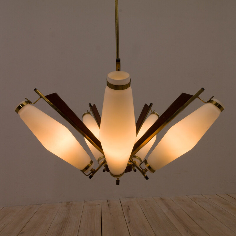 Mid-century chandelier to Stilux Milano, Italian 1950s