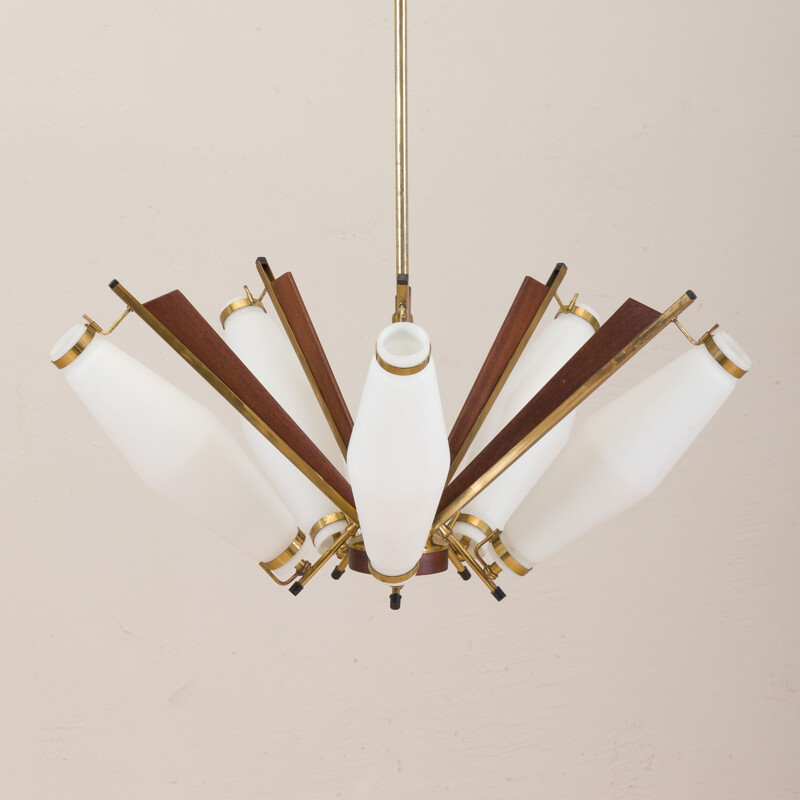 Mid-century chandelier to Stilux Milano, Italian 1950s