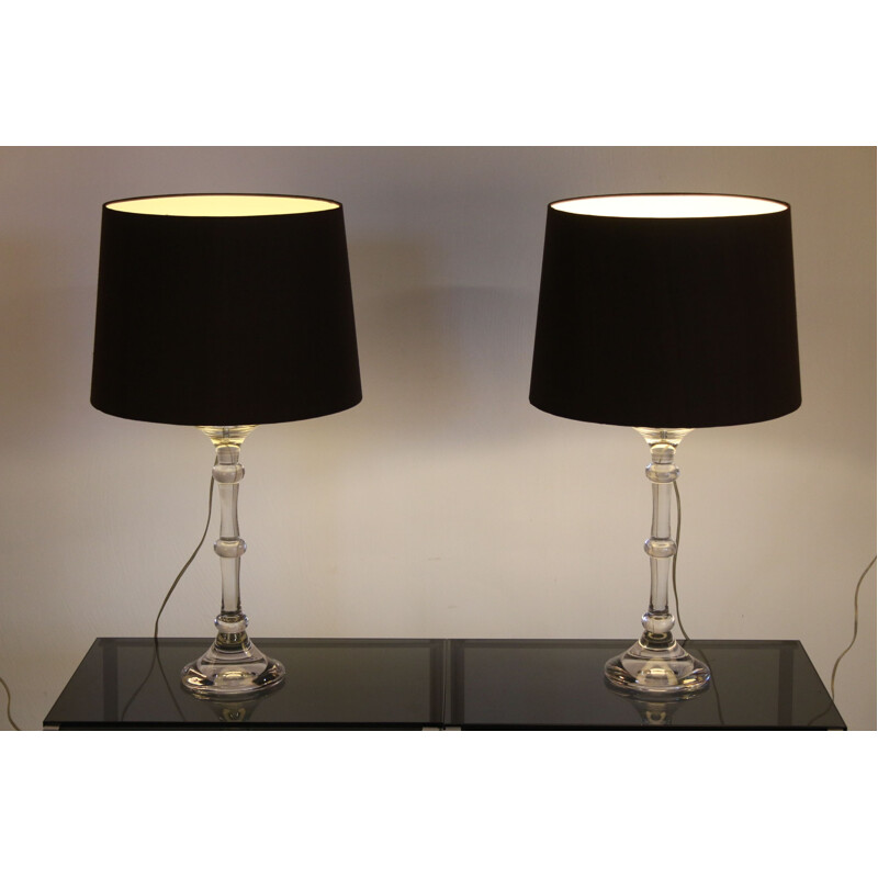 Pair of vintage glass table lamps by Ingo Maurer for Design M, Germany 1970