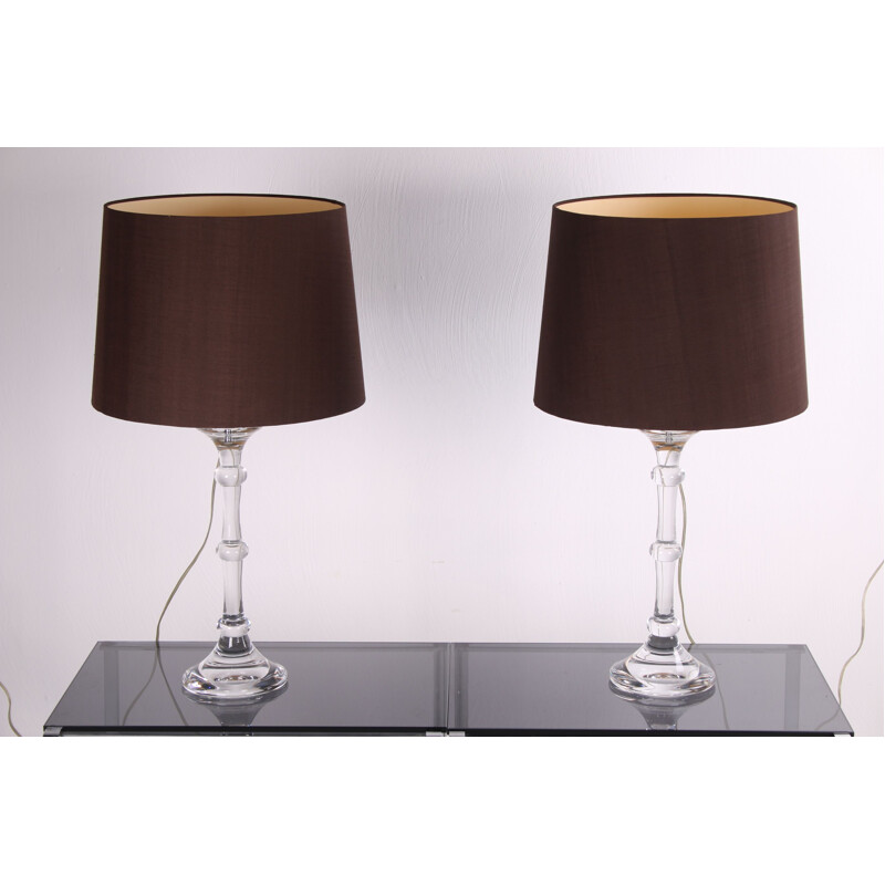 Paar vintage glazen tafellampen van Ingo Maurer voor Design M, Duitsland 1970