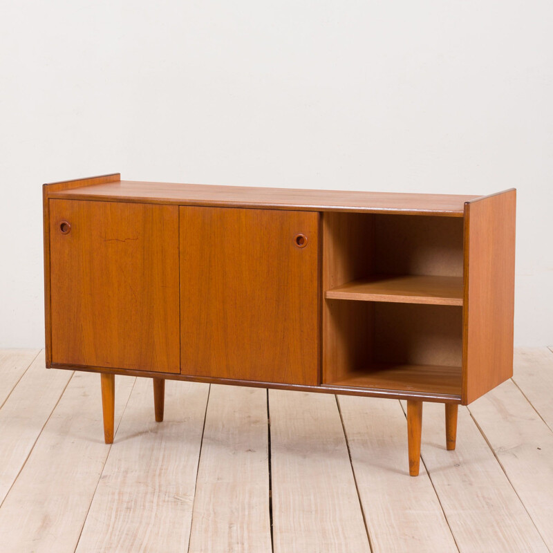 Vintage sideboard in teak with 5 drawers and sliding doors, Norway 1960s