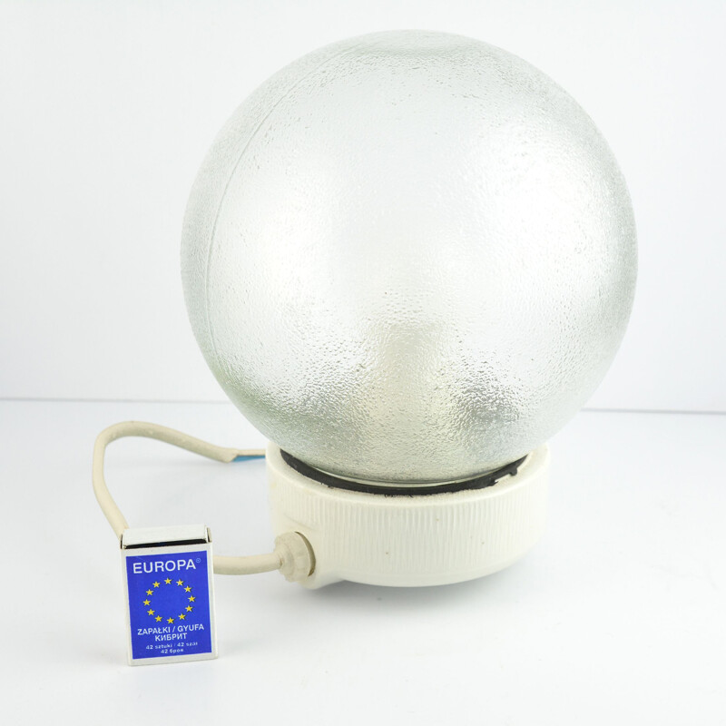 Vintage spherical industrial lamp OPS-100 by Foton, Poland 1970s