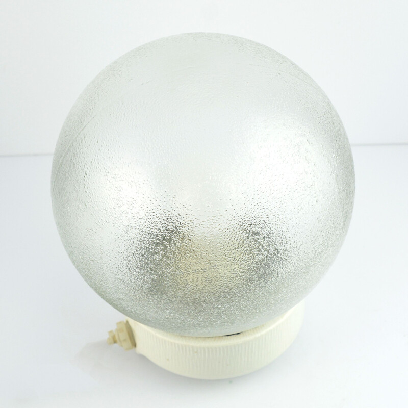 Vintage spherical industrial lamp OPS-100 by Foton, Poland 1970s