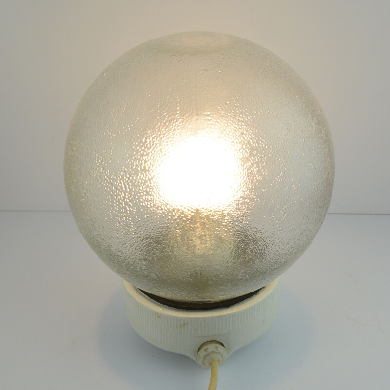 Vintage spherical industrial lamp OPS-100 by Foton, Poland 1970s