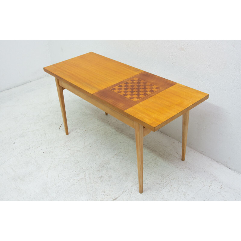 Table basse vintage avec motif d'échecs de Hikor Písek, Tchécoslovaquie 1960