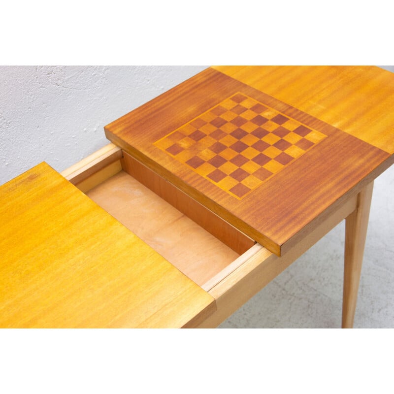 Table basse vintage avec motif d'échecs de Hikor Písek, Tchécoslovaquie 1960