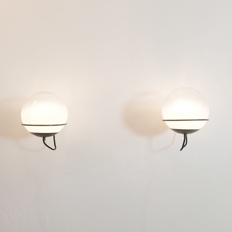 Pair of vintage wall lights B456 Edition Candle, Italy 1970s