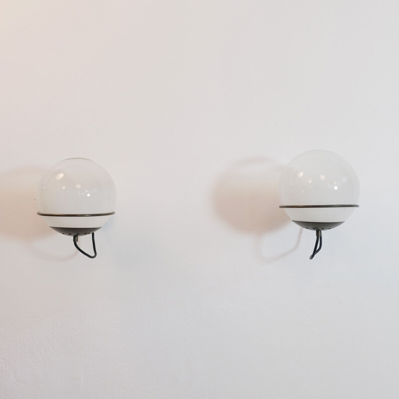 Pair of vintage wall lights B456 Edition Candle, Italy 1970s