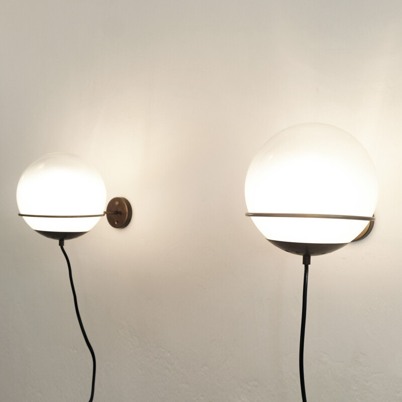 Pair of vintage wall lights B456 Edition Candle, Italy 1970s