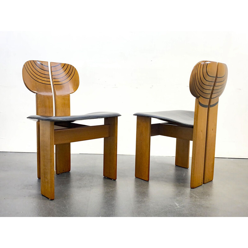 Pair of vintage Dining Chairs Africa Artona Series by Afra & Tobia Scarpa for Maxalto