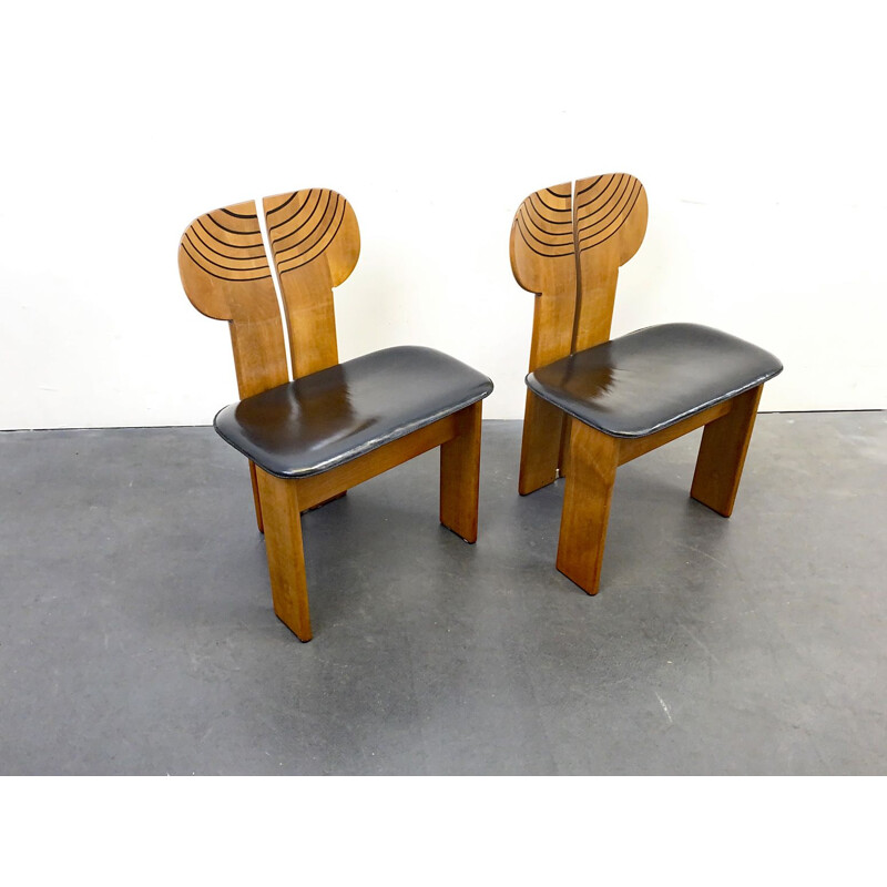 Pair of vintage Dining Chairs Africa Artona Series by Afra & Tobia Scarpa for Maxalto