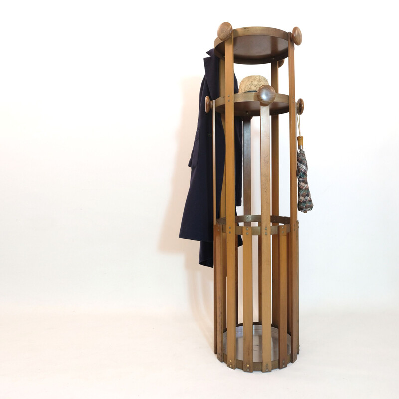 Vintage coat rack on original stand, Italian 1960s