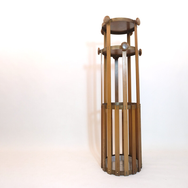 Vintage coat rack on original stand, Italian 1960s