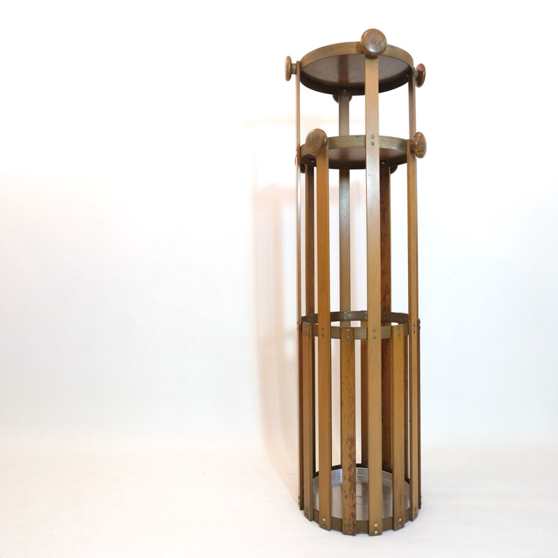 Vintage coat rack on original stand, Italian 1960s