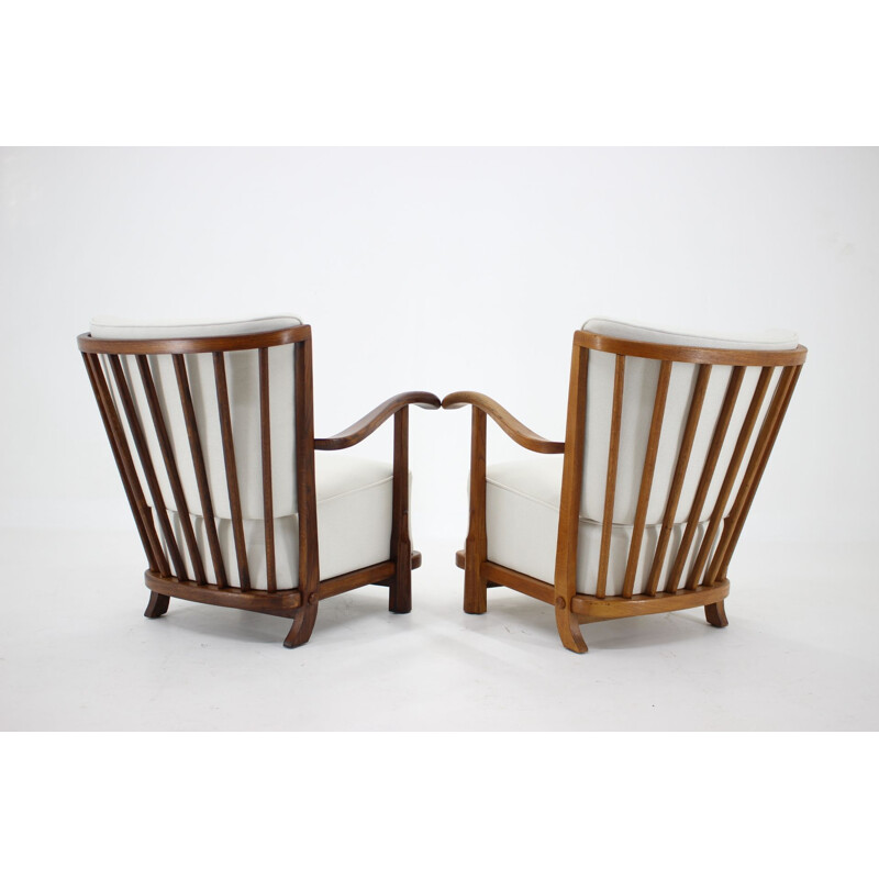 Pair of vintage oak armchairs, Denmark 1950
