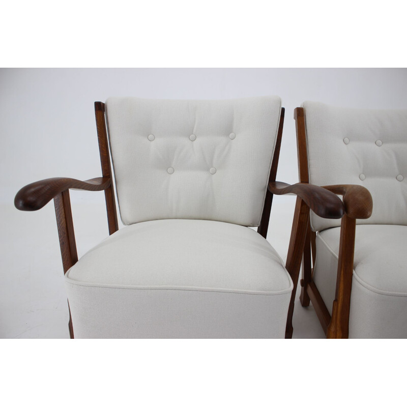 Pair of vintage oak armchairs, Denmark 1950