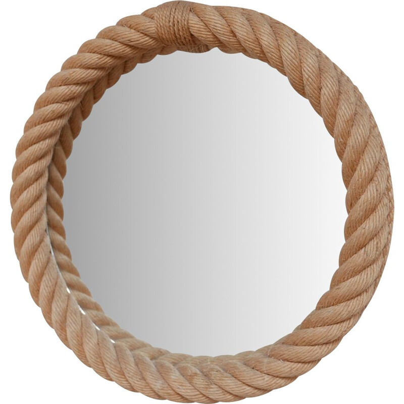 Vintage Audoux Minet Rope Cord Mirror, French 1960s