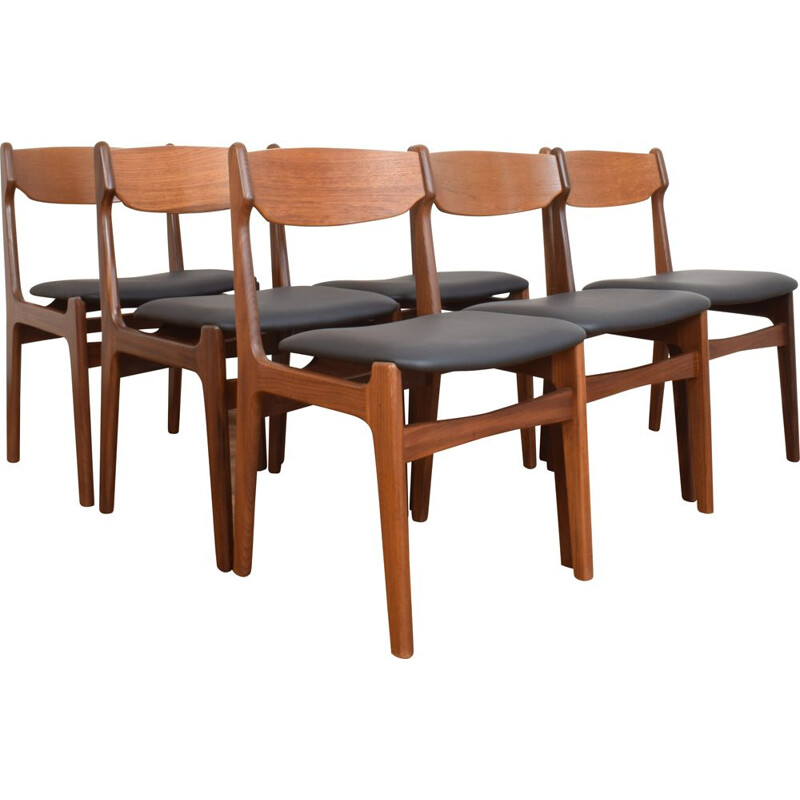 Set of 6 vintage Teak Dining Chairs by Erik Buch, Danish 1960s